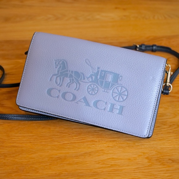 Coach Anna Foldover Clutch Crossbody in Colorblock, Horse & Carriage - Picture 1 of 6